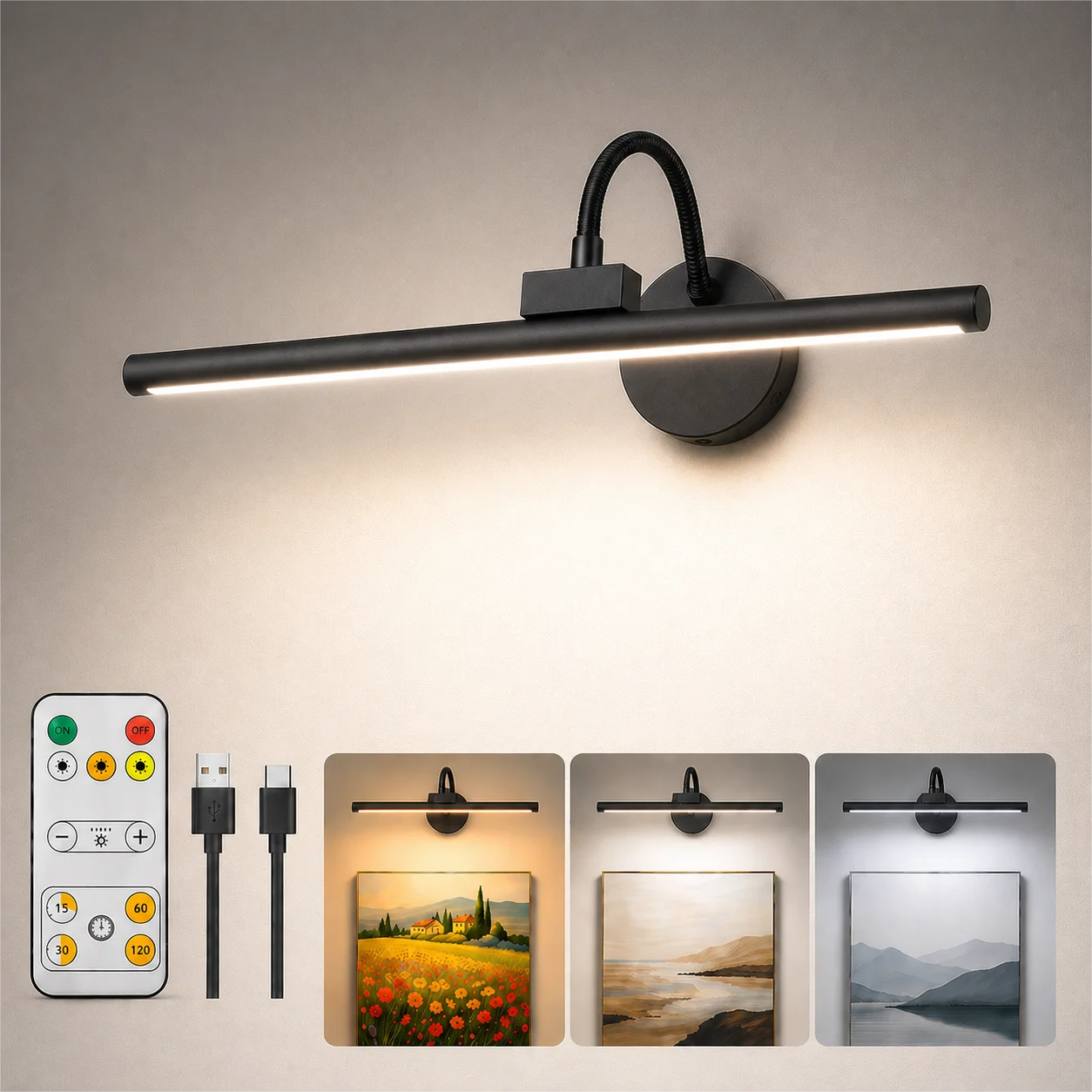 Gaming Accessories Wall - LED Wireless Picture Light with Remote
