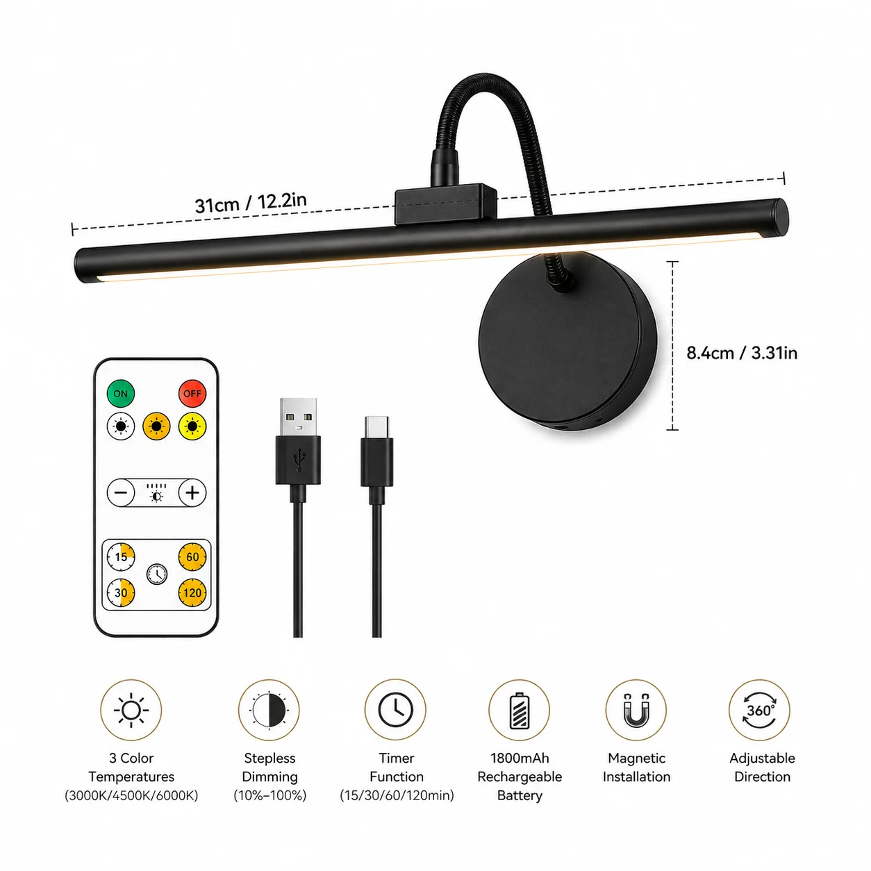 LED Wireless Picture Light wit - Gaming Accessories Wall บทวิจารณ์และราคา