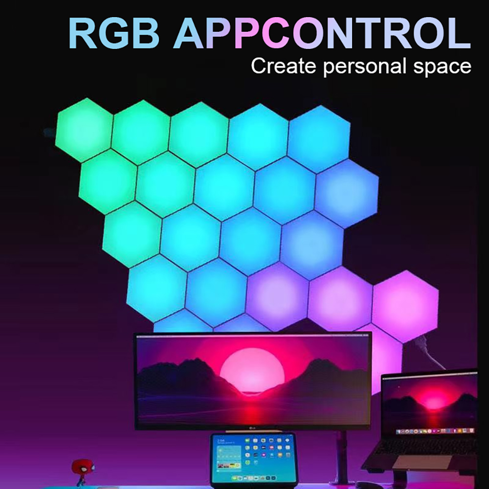 RGB Touch Led Wall Hexagon Lig - Gaming Accessories Wall บทวิจารณ์และราคา