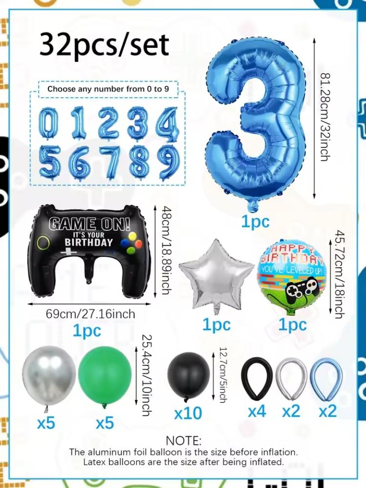 32PCS Game Theme Birthday Numb - Gaming Accessories For Room บทวิจารณ์และราคา