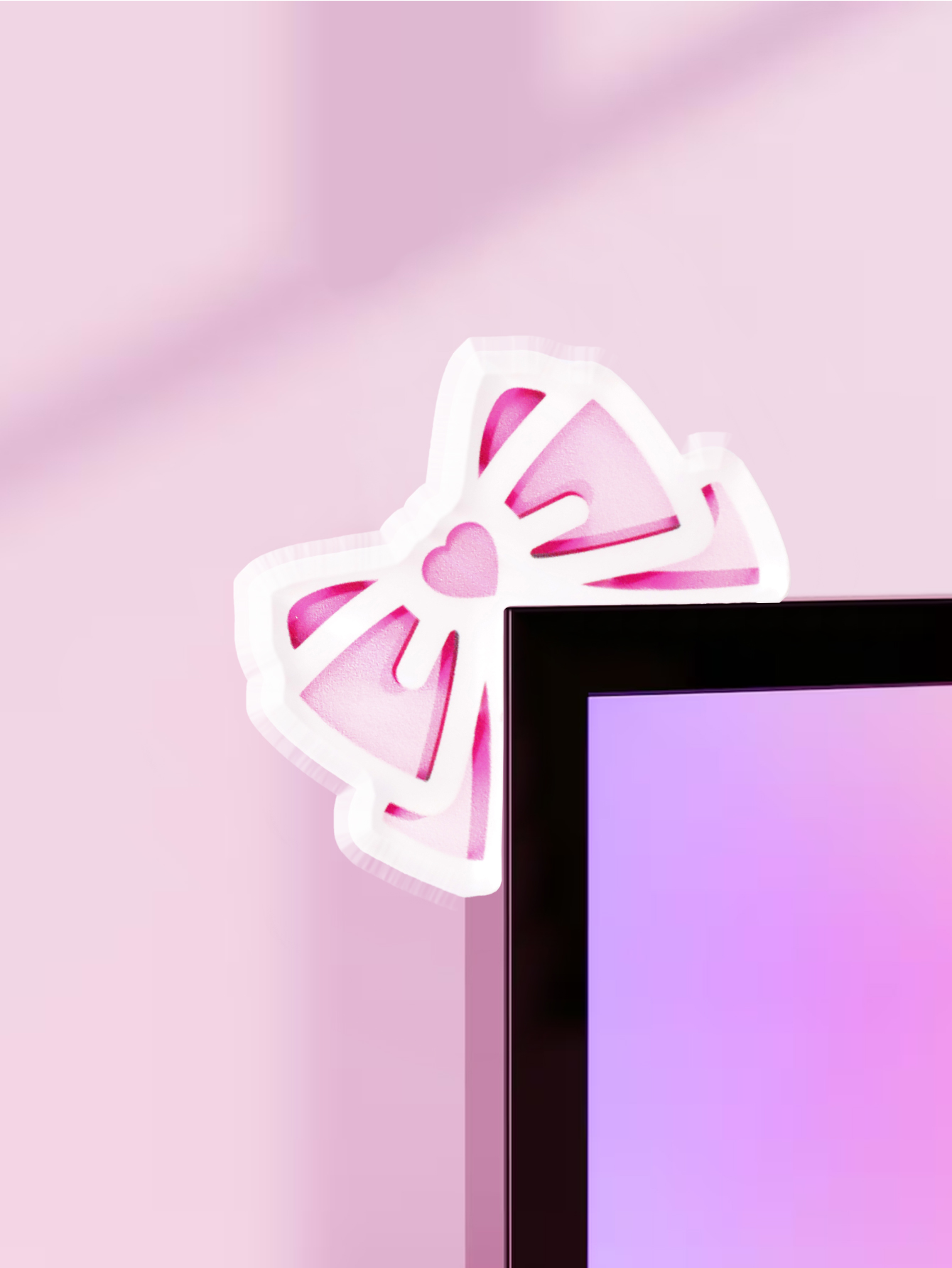 Kawaii Bow Monitor Decor Pink  - Gaming Home Accessories บทวิจารณ์และราคา